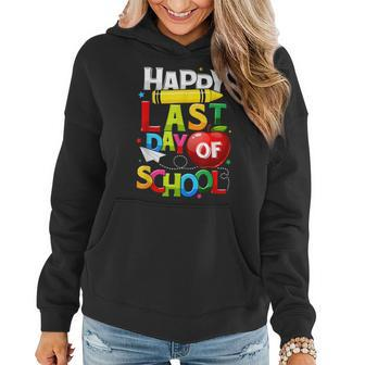 Happy Last Day Of School Awesome Gift For Teacher Student Women Hoodie Graphic Print Hooded Sweatshirt - Thegiftio UK