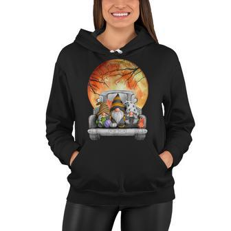 Harvest Fall Halloween Moon Gnomes Truck Bed Goth Cute Spook Women Hoodie - Seseable