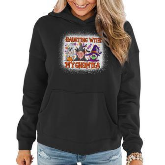 Haunting With My Gnomies Halloween Pumpkin Ghost Gnome Witch  Women Hoodie