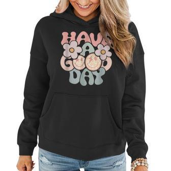 Have A-Good-Day-Retro-Smiley-Face And Flower Aesthetic Women Hoodie Graphic Print Hooded Sweatshirt - Thegiftio UK