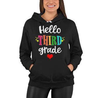 Hello 3Rd Grade Colorful Third Grade Teacher Kids Gift Women Hoodie - Seseable