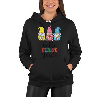 Hello First Grade School Gnome Teacher Students Graphic Plus Size Shirt Women Hoodie - Thegiftio UK