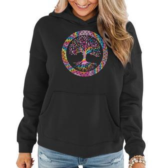Hippie Colorful Tree Circle Official Custom Women Hoodie Graphic Print Hooded Sweatshirt - Seseable