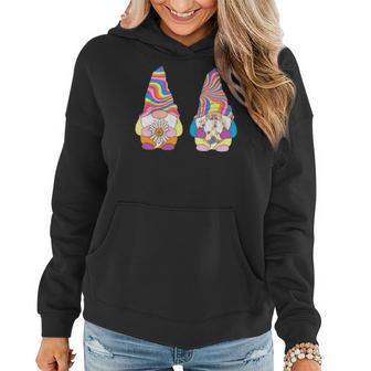 Hippie Funny Colorful Gnomes Idea Design Women Hoodie Graphic Print Hooded Sweatshirt - Seseable