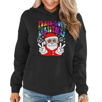 Hippie Santa Peace Love Christmas Cute Gift Rainbow Groovy Cute Gift Women Hoodie - Thegiftio UK