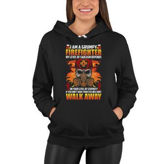 I Am A Grumpy Firefighter My Level Of Sarcarsm Depends Thin Red Line Women Hoodie - Monsterry