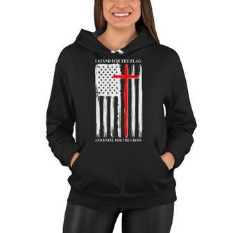 I Stand For The Flag And Kneel For The Cross Flag Women Hoodie - Monsterry CA