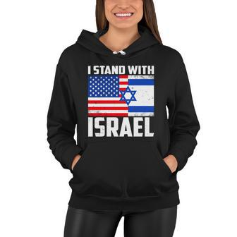 I Stand With Israel Us Flags United Distressed Women Hoodie - Monsterry UK