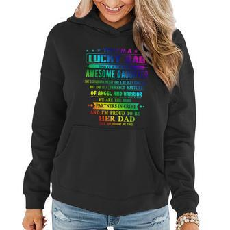 Im A Lucky Dad I Have A Awesome Daughter Shes Stubborn Gift Graphic Design Printed Casual Daily Basic Women Hoodie - Thegiftio UK