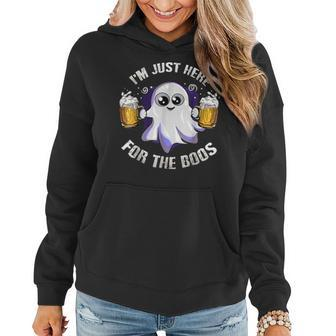 Im Just Here For The Boos Funny Ghost Halloween Beer Drink Women Hoodie Graphic Print Hooded Sweatshirt - Thegiftio UK