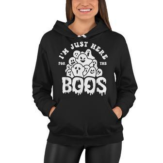 Im Just Here For The Boos Ghost Boo Crew Spooky Halloween Women Hoodie - Seseable