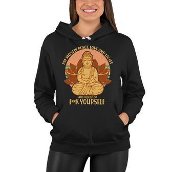 Im Mostly Peace Love Light Yoga Buddha Tshirt Women Hoodie - Monsterry