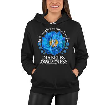 In November We Wear Blue For Diabetes Awareness Tshirt Women Hoodie - Monsterry