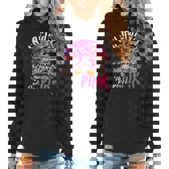 In October We Wear Pink Halloween Skull Breast Cancer Women Hoodie Graphic Print Hooded Sweatshirt - Thegiftio