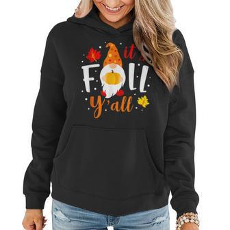 Its Fall Yall Cute Gnomes Pumpkin Autumn Tree Fall Leaves  V2 Women Hoodie Graphic Print Hooded Sweatshirt