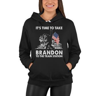 Its Time To Take Brandon To The Train Station Bigfoot Usa Flag Women Hoodie - Monsterry