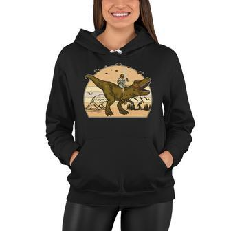 Jesus Riding T-Rex Dinosaur Funny Vintage Women Hoodie - Monsterry CA