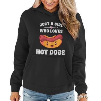 Just A Girl Who Loves Hot Dogs Funny Hot Dog Graphic Design Printed Casual Daily Basic Women Hoodie - Thegiftio UK