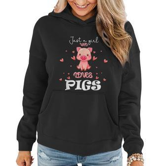 Just A Girl Who Loves Pigs Cute Animal Pig Nice Gift Girls Graphic Design Printed Casual Daily Basic Women Hoodie - Thegiftio UK