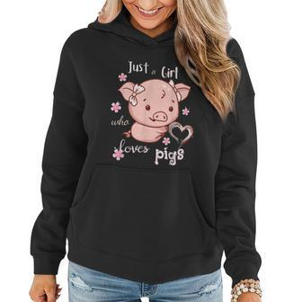 Just A Girl Who Loves Pigs Cute Pig Lover Owner Graphic Design Printed Casual Daily Basic Women Hoodie - Thegiftio UK