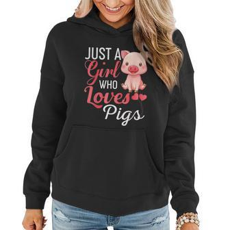 Just A Girl Who Loves Pigs Funny Pig Gift Graphic Design Printed Casual Daily Basic Women Hoodie - Thegiftio UK