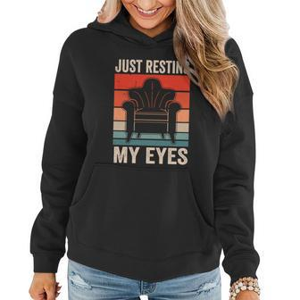 Just Resting My Eyes Sayings Fathers Day Dad Daddy Father Gift Graphic Design Printed Casual Daily Basic Women Hoodie - Thegiftio UK