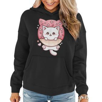 Kawaii Cat Donut Anime Lover Otaku Women Hoodie Graphic Print Hooded Sweatshirt - Thegiftio UK