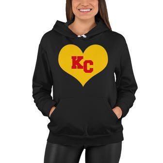 Kc Football Heart Kansas City Fan Women Hoodie - Monsterry