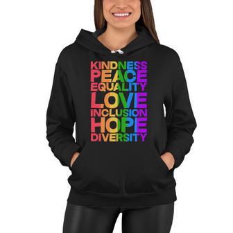 Kindness Peace Equality Love Inclusion Hope Diversity V2 Women Hoodie - Monsterry CA