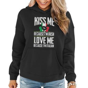 Kiss Me Im Irish Love Me Im Italian St Patricks Proud Irish V2 Women Hoodie Graphic Print Hooded Sweatshirt - Thegiftio UK