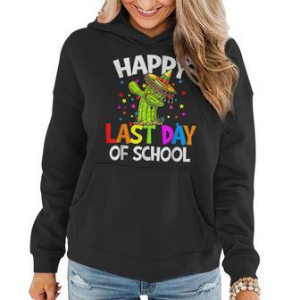 Last Day Of School Dabbing Cactus Teacher Student Graduation Women Hoodie Graphic Print Hooded Sweatshirt - Thegiftio UK