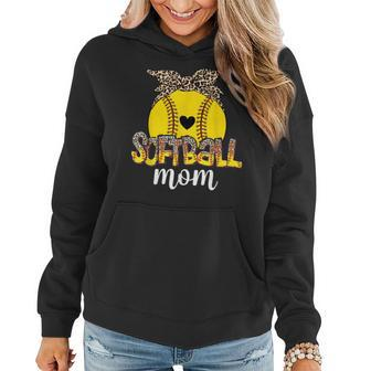 Leopard Baseball Softball Mom Life Game Day Mama Mothers Day Women Hoodie Graphic Print Hooded Sweatshirt - Thegiftio UK