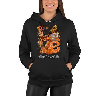 Leopard Love Gnome Fall Pumpkin Bus Driver Life Thanksgiving V2 Women Hoodie - Seseable