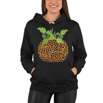 Leopard Print Pumpkin Women Hoodie - Monsterry