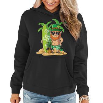 Leprechaun Hawaiian Surfing St Patricks Day Hawaii Men Women Women Hoodie Graphic Print Hooded Sweatshirt - Thegiftio UK