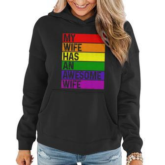 Lesbian Wife Funny Lgbtq Gay Pride Month Rainbow Flag Women Hoodie - Thegiftio UK