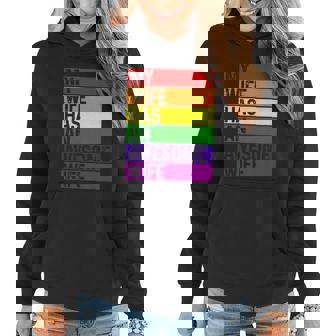 Lesbian Wife Funny Lgbtq Gay Pride Month Rainbow Flag Women Hoodie - Thegiftio UK