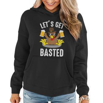 Lets Get Basted Funny Thanksgiving Basted Thanksgiving Turkey Women Hoodie - Thegiftio UK