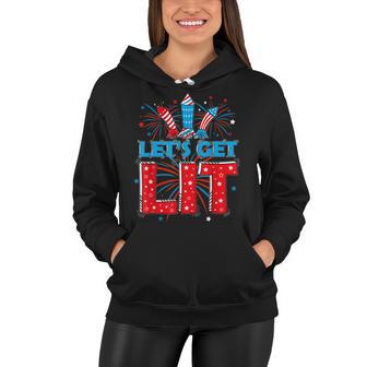 Lets Get Lit Usa Flag Cute Firework Patriotic 4Th Of July Women Hoodie | Seseable UK
