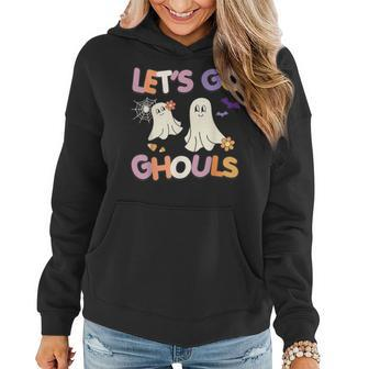 Lets Go Ghouls Halloween Custome Essential Ghost Women Hoodie Graphic Print Hooded Sweatshirt - Thegiftio UK