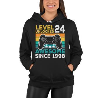 Level 24 Unlocked Awesome 1998 24Th Birthday Man Video Game V2 Women Hoodie - Seseable