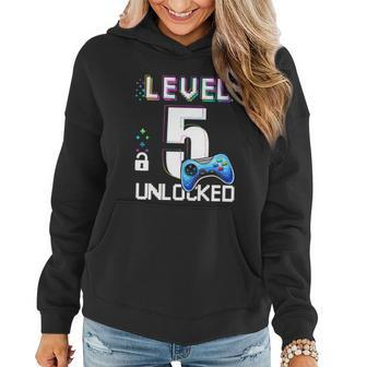 Level 5 Unlocked Video Game 5Th Birthday Boy Gamer Graphic Design Printed Casual Daily Basic Women Hoodie - Thegiftio UK