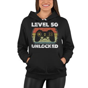Level 50 Unlocked Funny Video Gamer 50Th Birthday Women Hoodie - Seseable