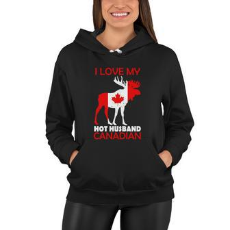 Lgbn I Love Husband Canadian Maple Leaf Animal Canada Day Women Hoodie - Monsterry AU