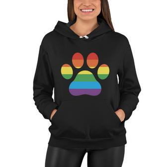 Lgbt Rainbow Pride Furry Dog Paw Pride Month Women Hoodie - Monsterry UK
