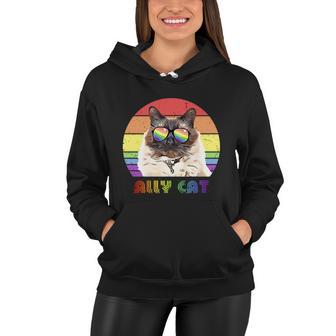 Lgbtq Ally Cat Rainbow Gay Pride Flag Lgbt Gift V2 Women Hoodie - Monsterry AU