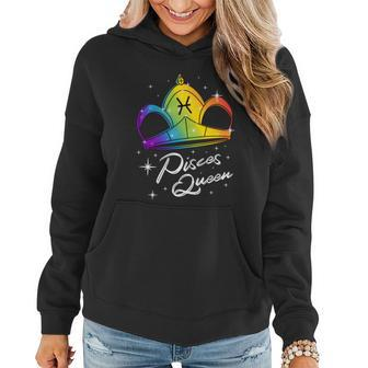 Lgbtq Pisces Queen Zodiac With Rainbow Flag Gay Pride Crown Cute Gift Graphic Design Printed Casual Daily Basic Women Hoodie - Thegiftio UK