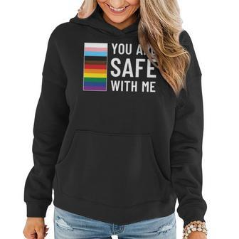 Lgbtq Pride Ally Pride Month Progress Pride Flag Equality Pride Parade You Are Safe With Me Safe Person Women Hoodie - Thegiftio UK