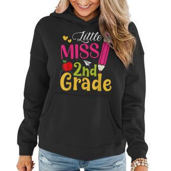 Little Miss 2Nd Grade Cute Back To School Hello Second Grade Women Hoodie Graphic Print Hooded Sweatshirt - Thegiftio UK