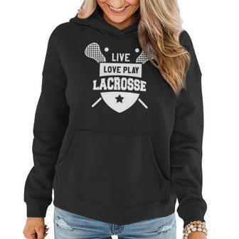 Live Love Lacrosse Lacrosse Player Pocket Lax Women Hoodie - Thegiftio UK
